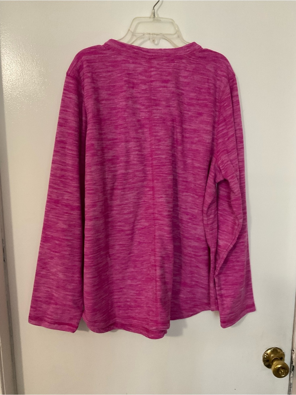 St. John's Bay Pink Heather V-Neck Long Sleeve Top - Picture 4 of 4